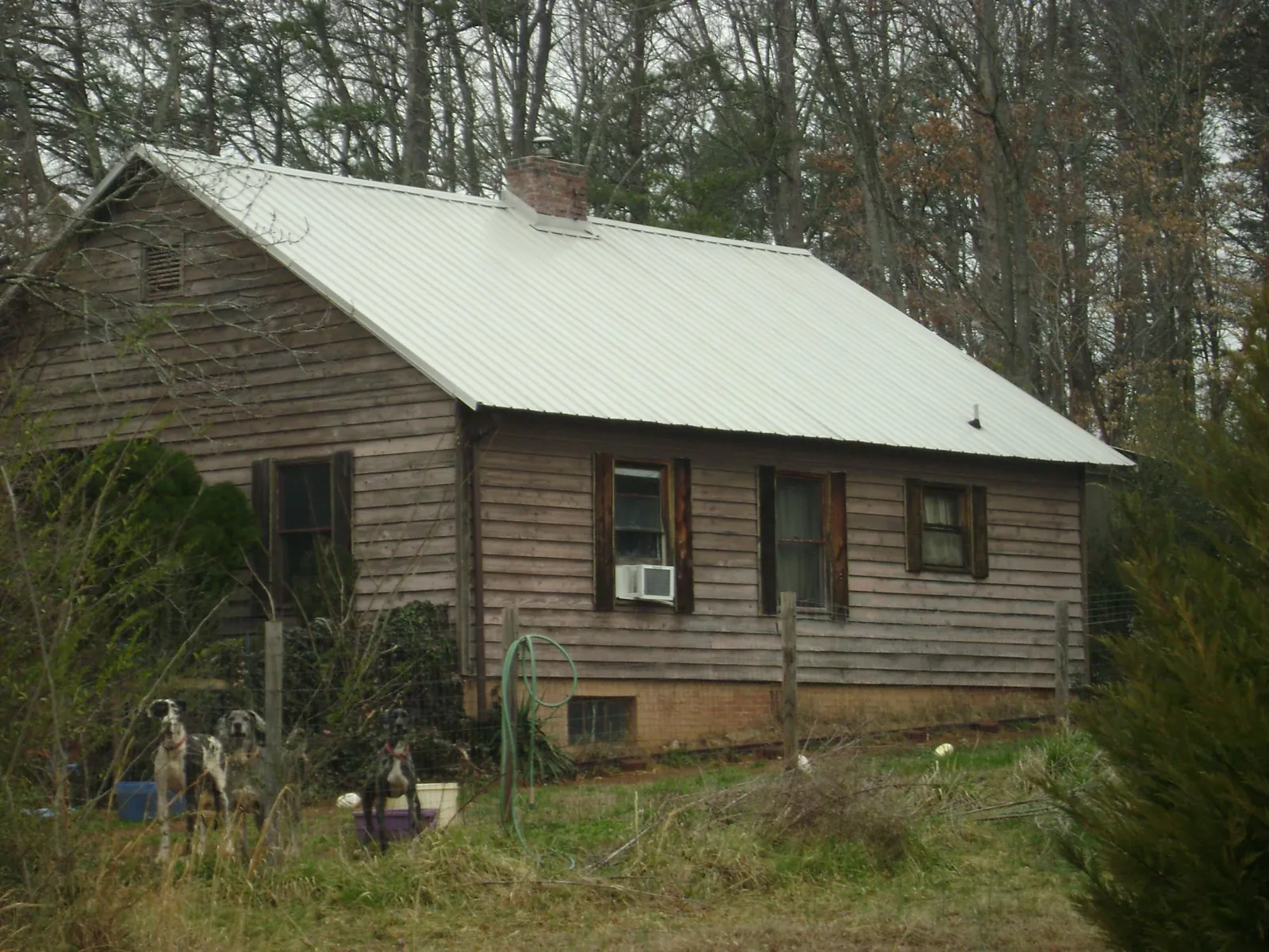 White metal roof on an old wood sided farmhouse, from a Metal Roof Installation job in East Branch